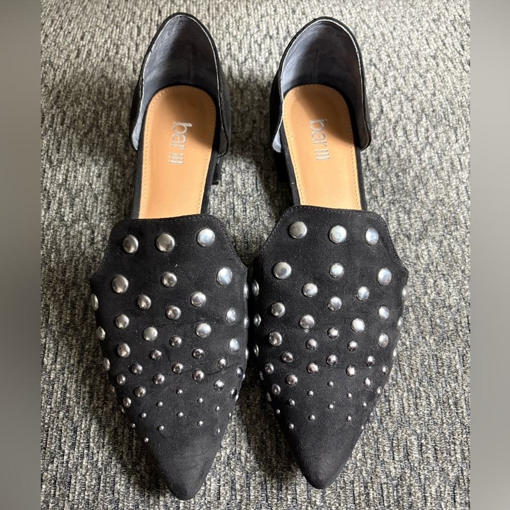 BAR III Womens Black Closed Back Studded Slip On Canisaf Flats Shoes Size 7.5 - Picture 2 of 9